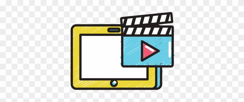 Tablet Technology With Clapperboard Video Icon - Tablet Technology With Clapperboard Video Icon #1342643