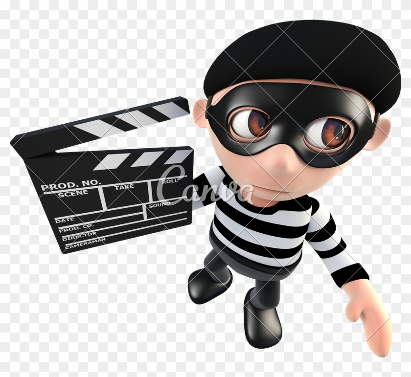 3d Funny Cartoon Burglar Thief Character Holding A - 3d Funny Cartoon Burglar Thief Holding #1342649