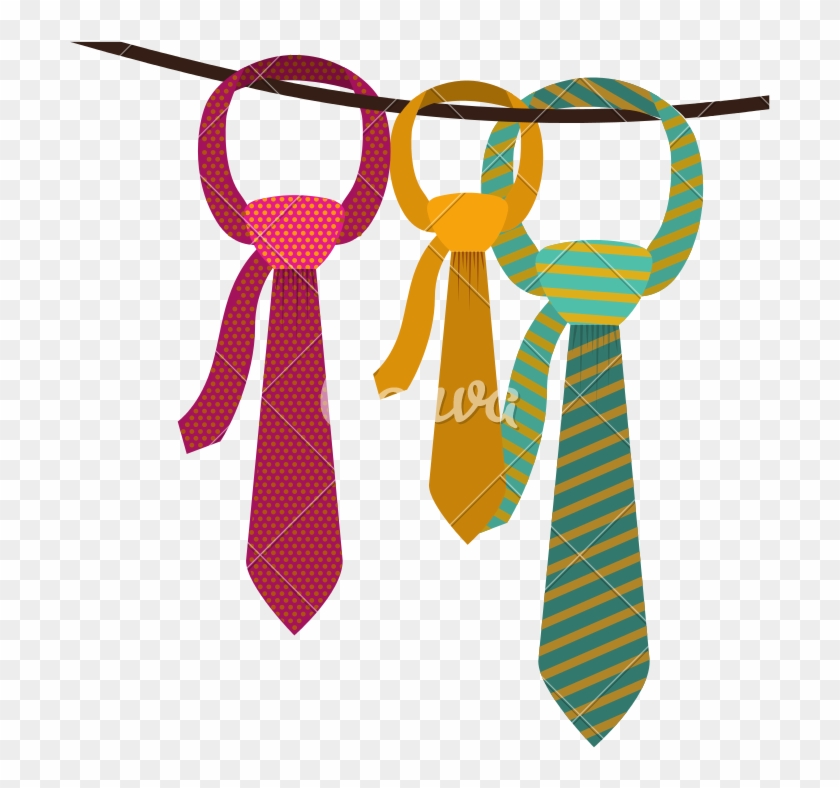 Fashionable Neckties On Clothesline - Happy Fathers Day Funny Wishes #1342677