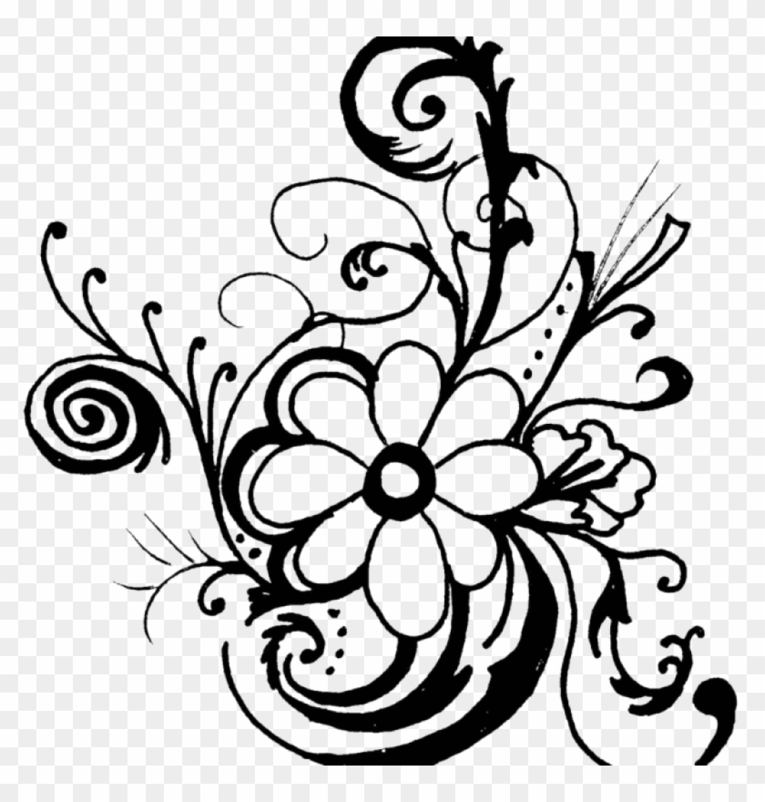 Flower Clipart Black And White Free Flower Black And - Flowers Clip Art Black And White Border #1342730