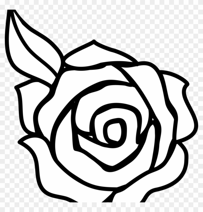 Flower Clipart Black And White Free Flower Black And - Rose Drawing Easy #1342735