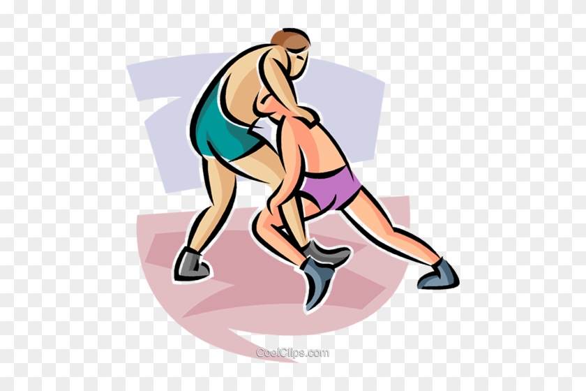 Wrestlers Royalty Free Vector Clip Art Illustration - Two Men Wrestling Cartoon #1342780