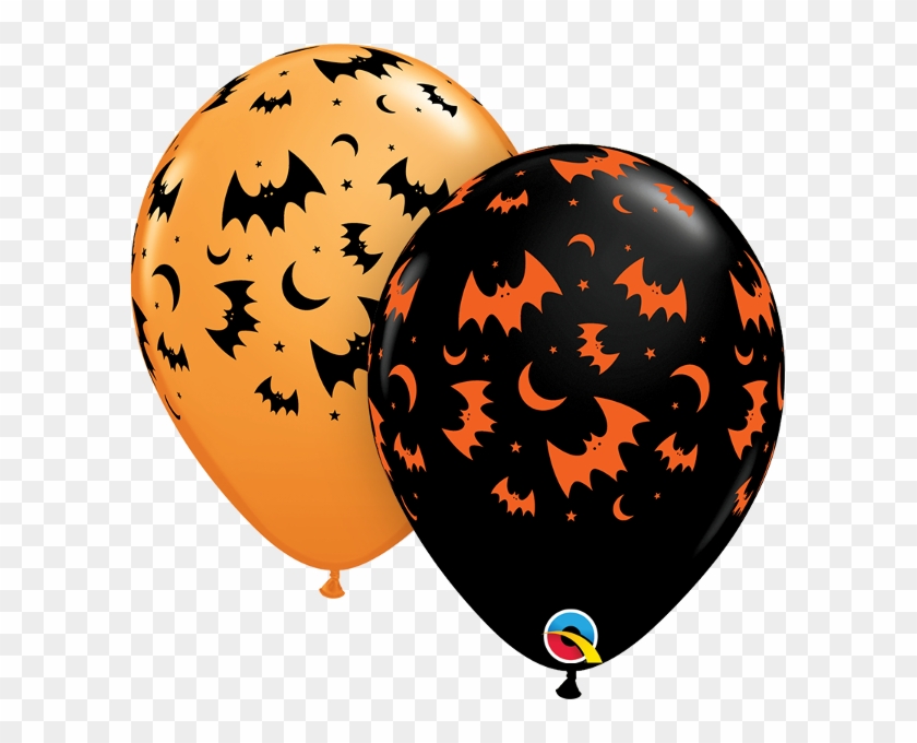 Flying Bats & Moons Balloons - Halloween Latex Balloons #1342844