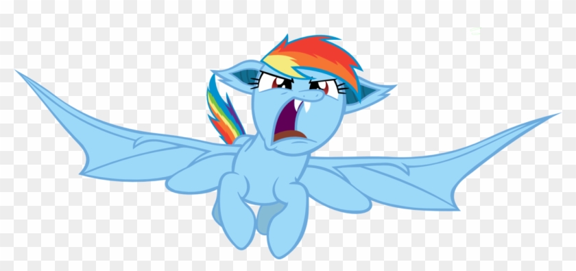 Batbow, Bat Ponified, Bat Pony, Bats , Fangs, Flying, - Mlp Rainbow Dash Bat #1342856