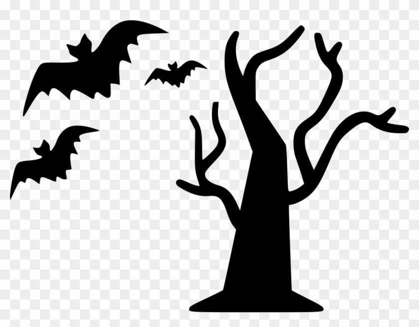 Tree Halloween Bats Flying Comments - Halloween Tree Icon #1342859