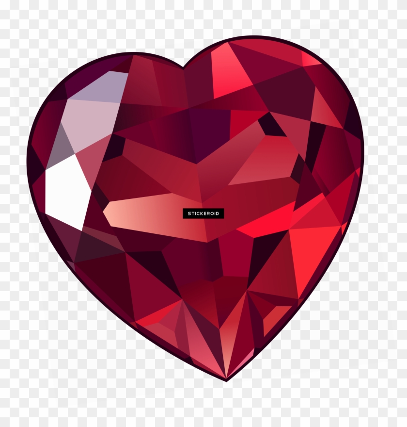 Large Ruby Heart Clipart - Diamond #1342862