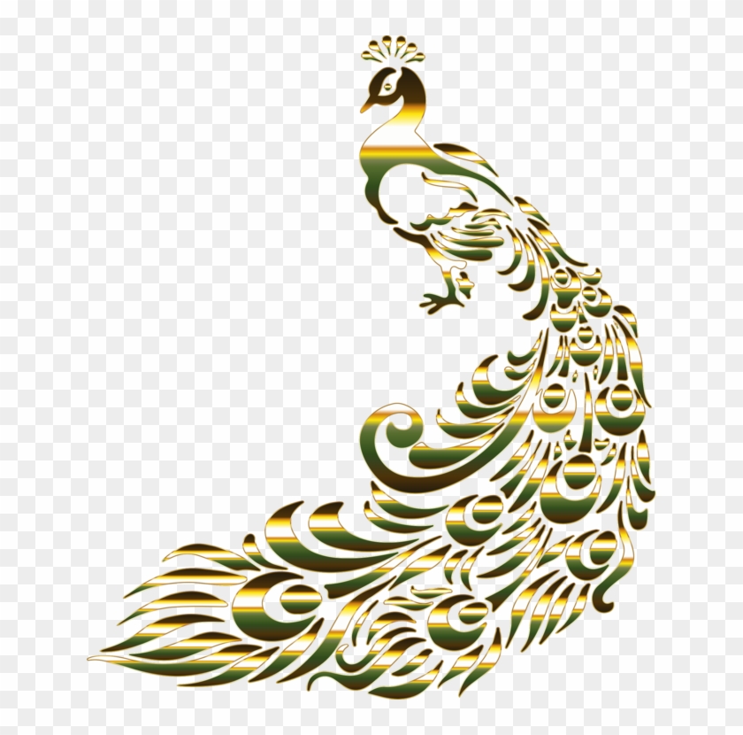 All Photo Png Clipart - Peacock Art Png Gold #1343014