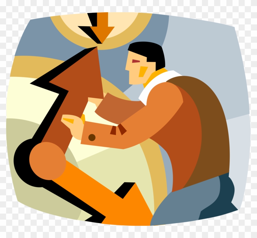 Vector Illustration Of Businessman Adjusts Clock Hands - Project #1343056