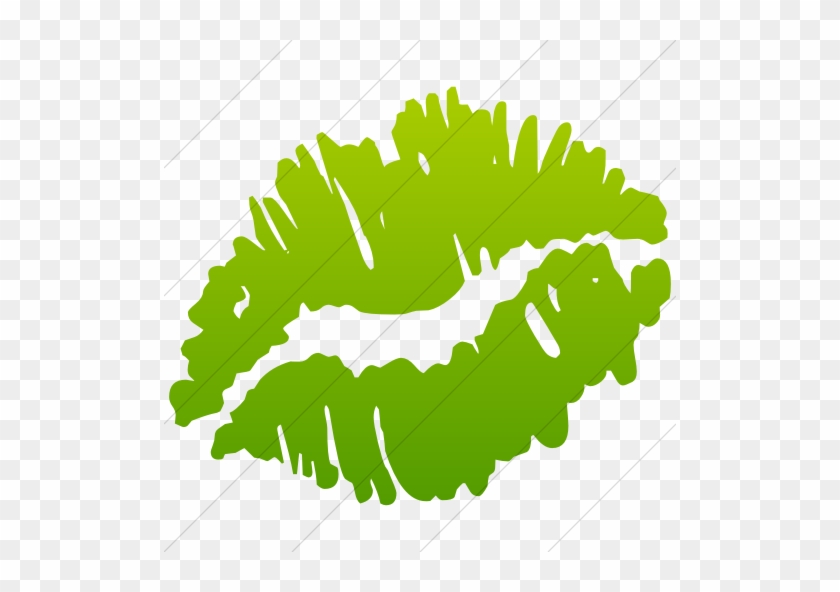 Classica Kiss Mark Icon Simple Green Gradient - White Kiss Icon #1343107