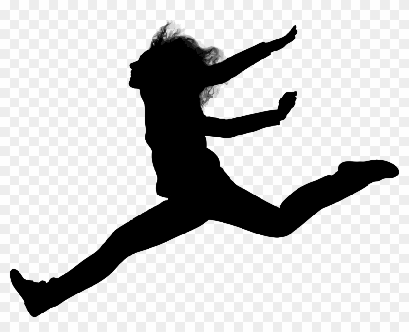 Gymnast Clipart Jump - Silhouette Of A Woman Jumping #1343116