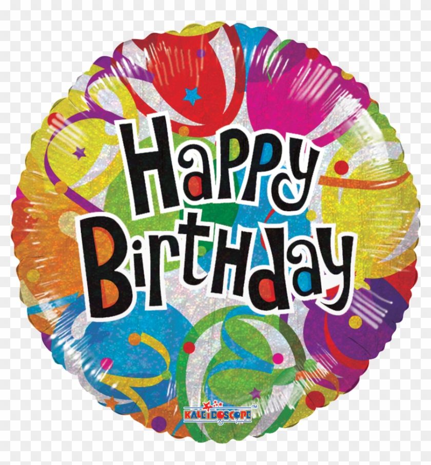 18" Happy Birthday Balloons Balloons All American Balloons - Happy Birthday Holographic Balloon 18 Inch Round - #1343212