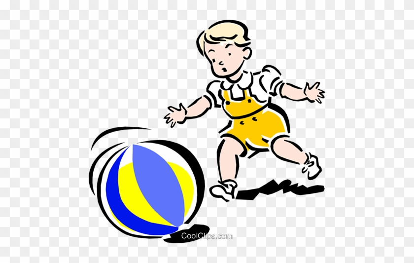 Child Playing With Ball Royalty Free Vector Clip Art - Clip Art #1343256