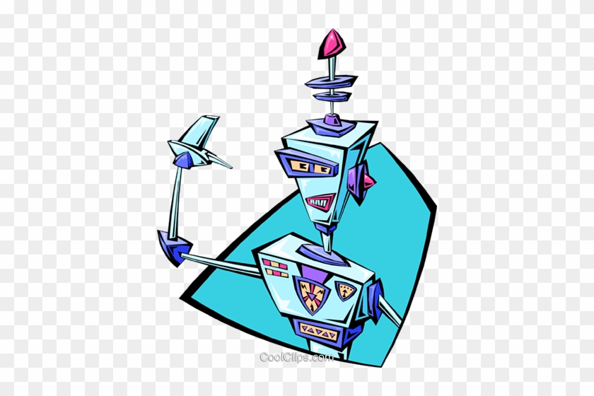 Colorful Robot Royalty Free Vector Clip Art Illustration - Robot Reading Comprehension #1343484