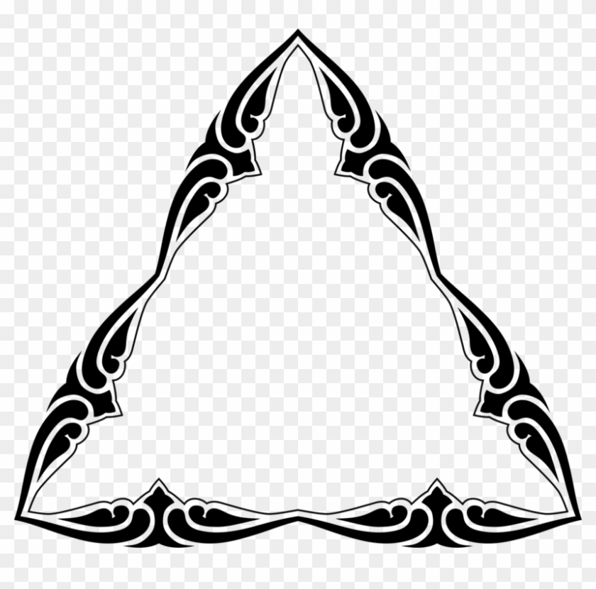 Picture Frames Triangle Ornament Black And White Decorative - Png Latar Segitiga #1343550