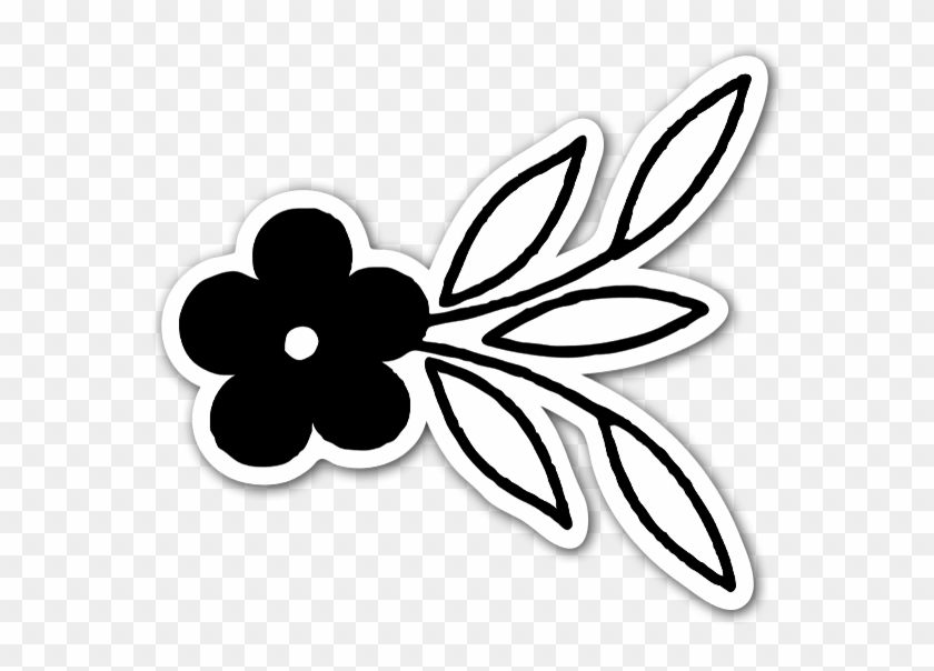 Black Flower Ornament Sticker - Black Flower Ornament Sticker #1343551