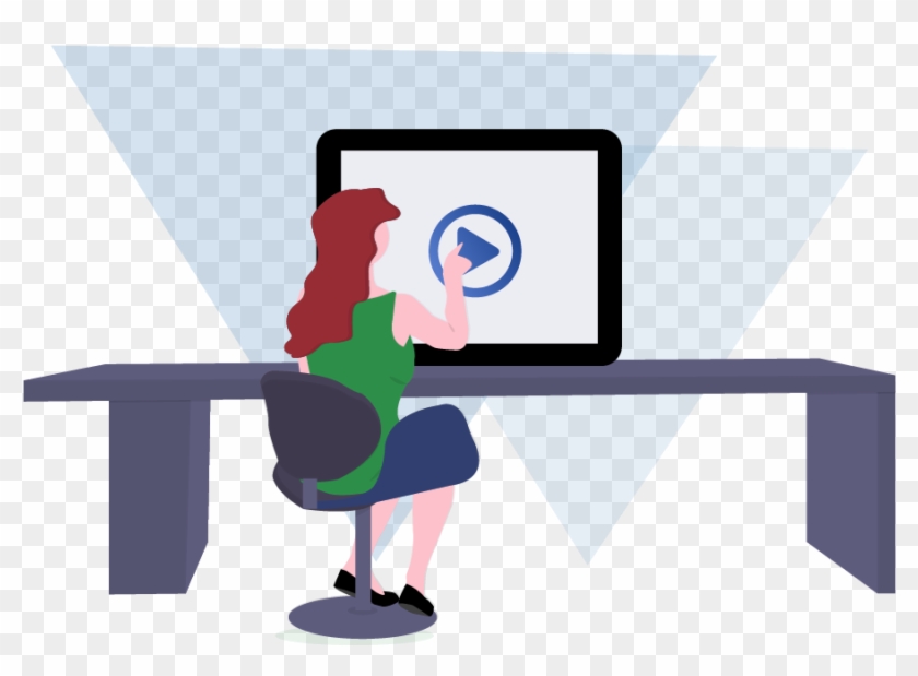 Woman Clicking Play To View A Recorded Webcam Interview - Illustration #1343671