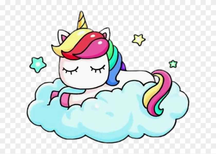 Unicorn Sleep Cloud Rainbow Kawaii - Easy Kawaii Unicorn Draw #1343740