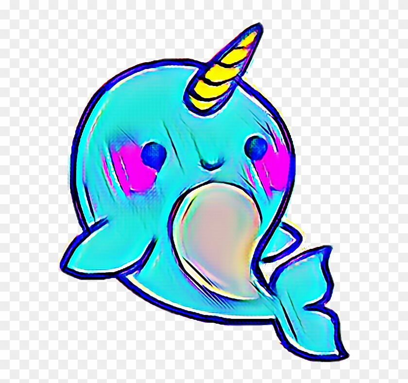 Narwhal Blue Sea Animal Cute Kawaii Rainbow Effect - Cute Narwhal #1343757