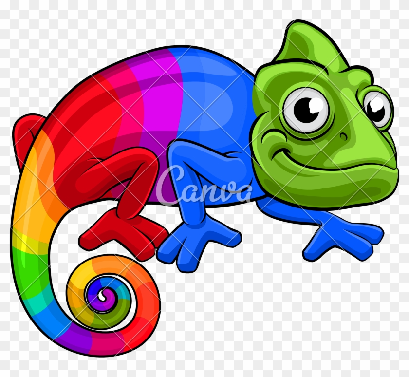 Chameleon Cartoon Rainbow Mascot - Chameleon Cartoon #1343758