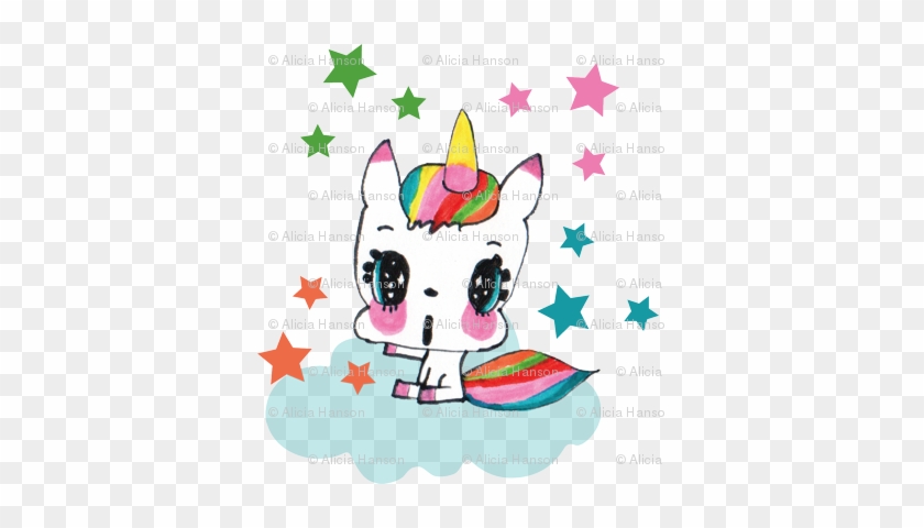 Rainbow Unicorn & Stars - Black And Gold Stars White Background #1343777