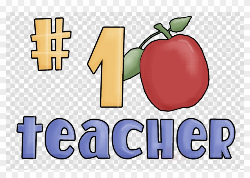 #1 Teacher Apple Clipart Teacher Clip Art - Number One Teacher Wall Clock #1343823
