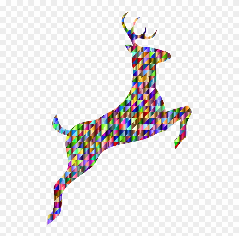 White-tailed Deer Reindeer Deer Hunting Computer Icons - Leaping Reindeer Clipart #1343950