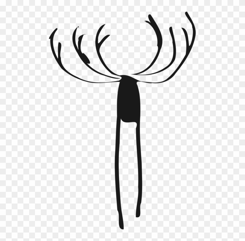 Deer Moose Black And White Elk Line Art - Clip Art #1343970