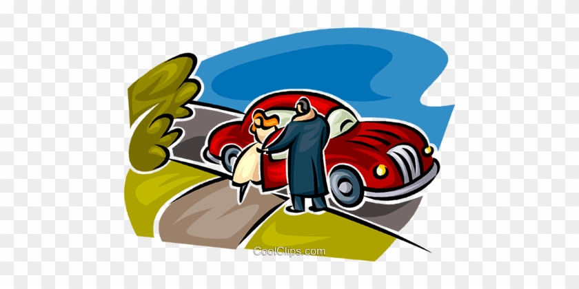 Man Helping A Woman Out Of A Car Royalty Free Vector - Illustration #1343986