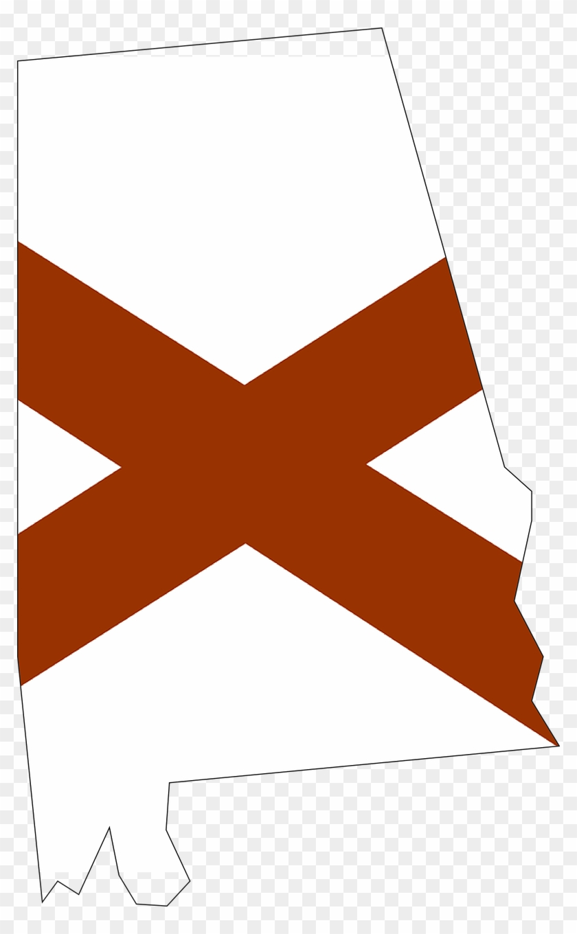 Vector Graphics - Alabama State Outline With Flag #1344125
