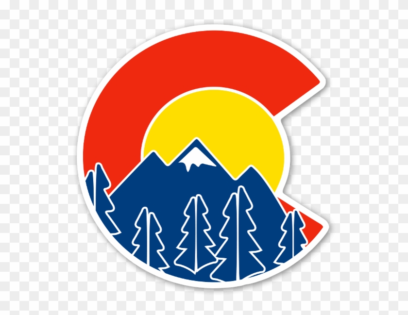 Sweet Colorado Flag And Mountain Sticker - Colorado State Flag Transparent #1344126