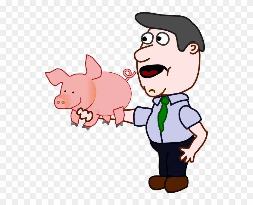 This Free Clip Arts Design Of Man Holding A Pig - Man Holding Pig Cartoon #1344131