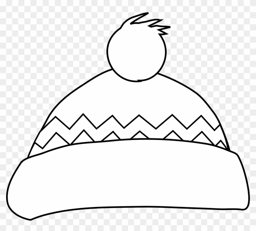 Winter Bobble Hat Colouring Sheet - Winter Hat Clipart Black And White #1344217