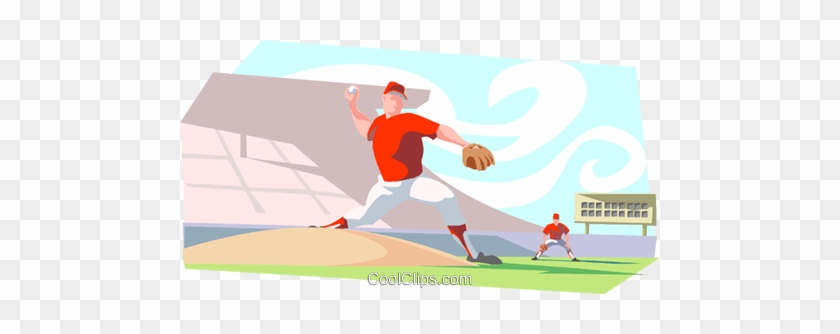 Baseball Pitcher Throwing Ball Royalty Free Vector - College Softball #1344781