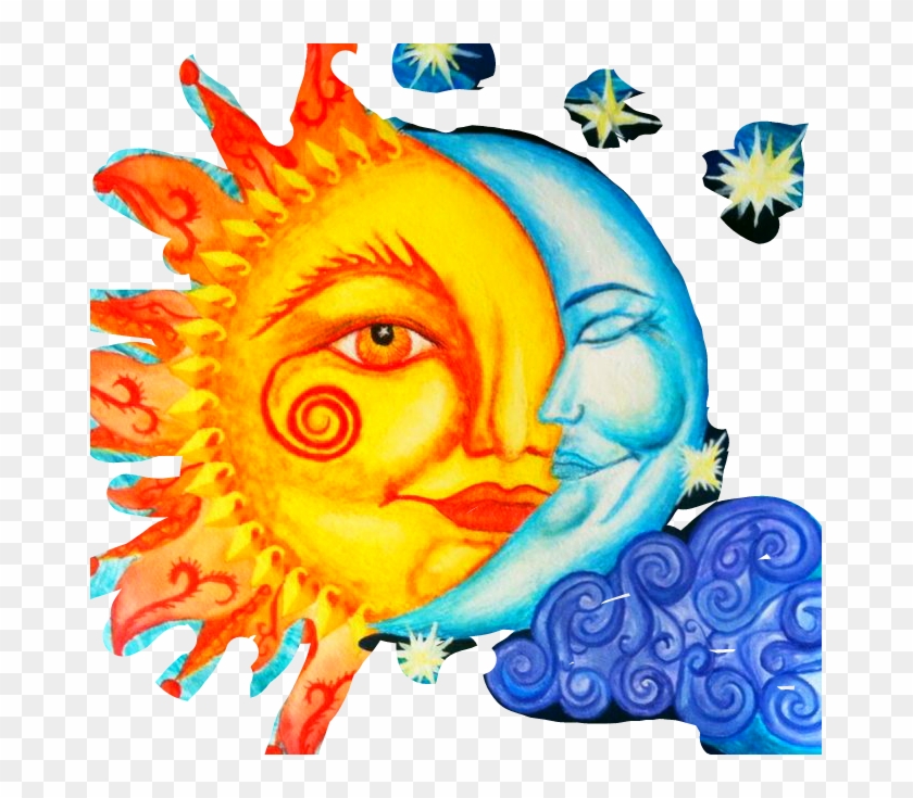 Sunmoonstars Boho Hippie Hipster Moon - Sun Moon And Stars Paintings #1344838