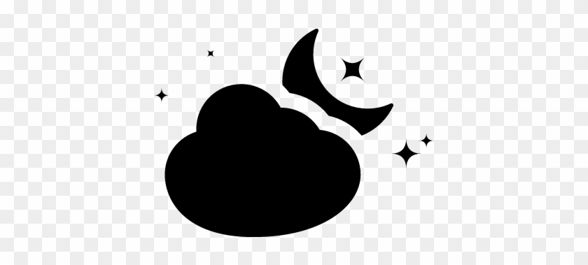 Crescent Moon Stars And Cloud Vector - Silhouette Star Moon Png #1344839
