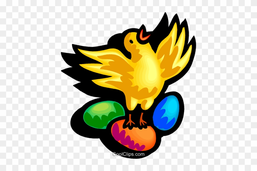 Chick Standing On Easter Eggs Royalty Free Vector Clip - Chick Standing On Easter Eggs Royalty Free Vector Clip #1344860