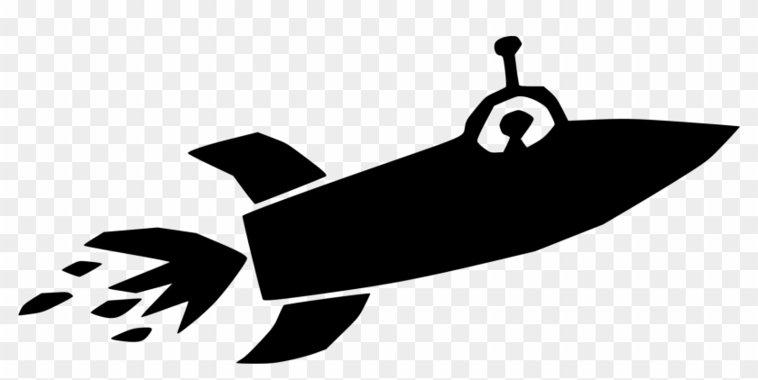 Computer Icons Black And White Spacecraft Rocketship - Clip Art #1345129