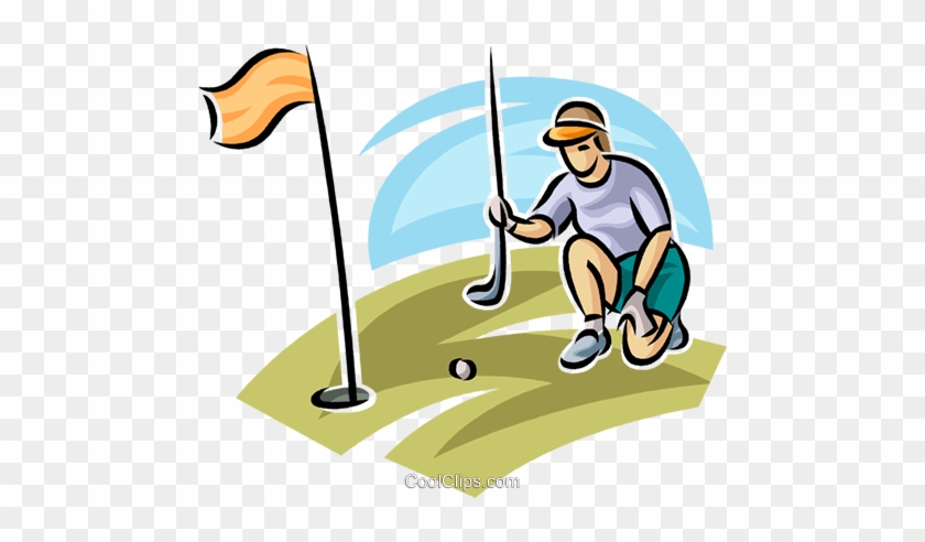 Golfer Lining Up Her Putt Royalty Free Vector Clip - Golfer Lining Up Her Putt Royalty Free Vector Clip #1345138