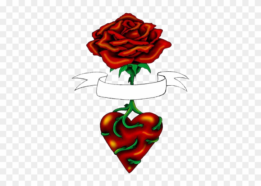 Love Tattoo Clipart Rose - Rose With A Heart #1345232
