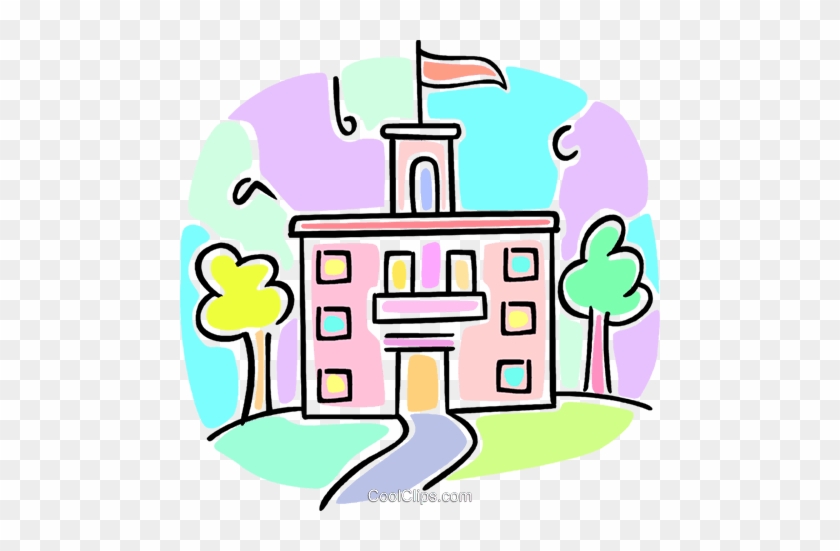 School Building Royalty Free Vector Clip Art Illustration - School #1345278