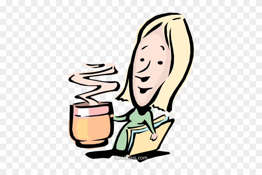 Cartoon Frau Mit Einer Tasse Kaffee Vektor Clipart - Woman Drinking Coffee Clipart Png #1345340