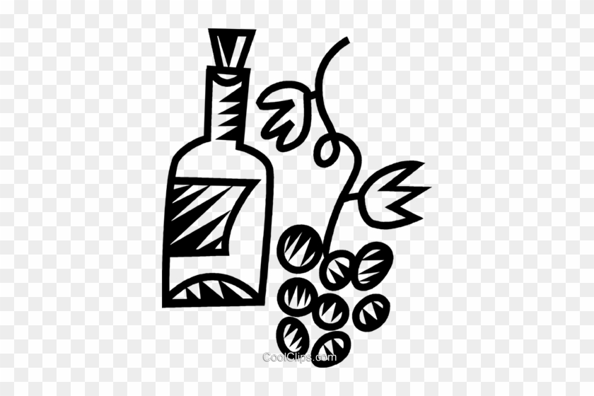 Wine And Grapes Royalty Free Vector Clip Art Illustration - Clipart Weinflaschen Transparenter Hintergrund #1345346