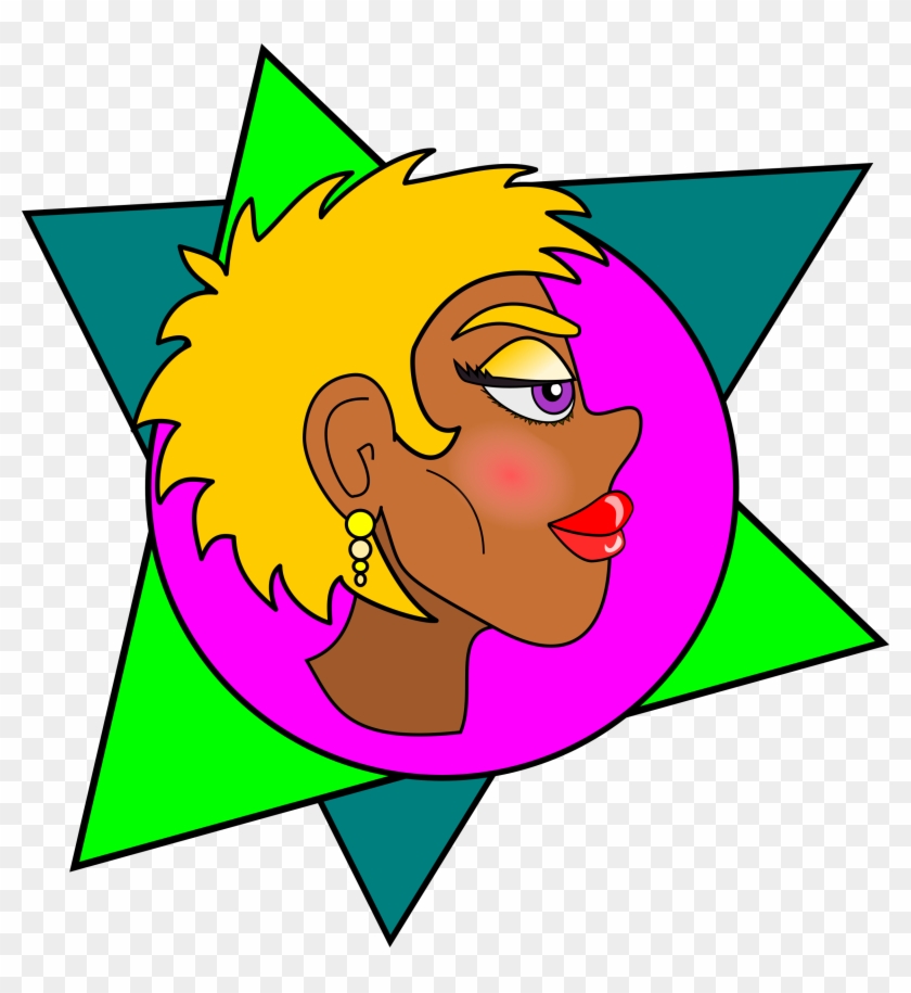New Wave Line Art Cartoon Blond Girl - Clip Art #1345393
