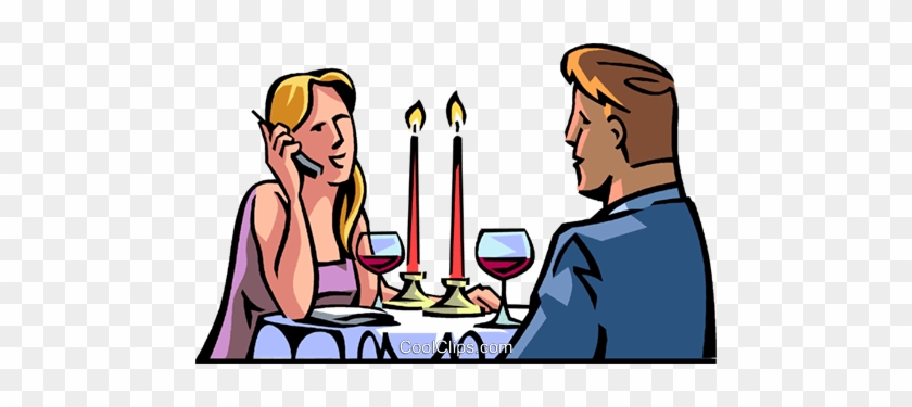 Dinner Interrupted By Cellular Phone Call Royalty Free - Candle Light Dinner Clipart #1345557