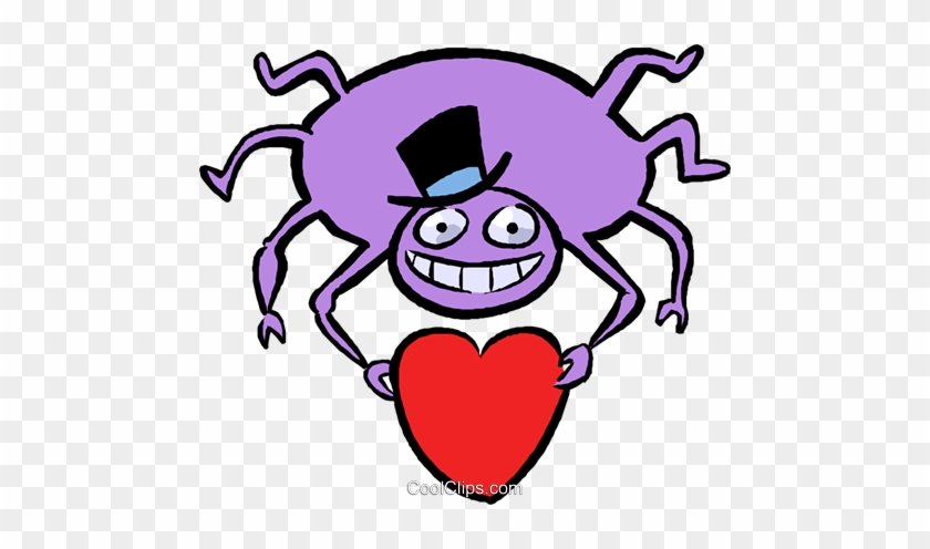Spider With A Valentines Day Card Royalty Free Vector - Clip Art #1345774