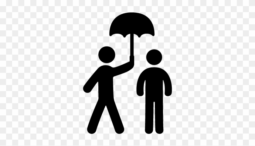 Two People Under An Umbrella Vector - Stick Man With Umbrella #1346065
