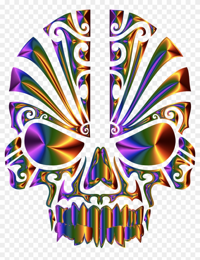 Clipart Tribal Skull Silhouette Chromatic Png Skull - Skull Silhouette #1346250