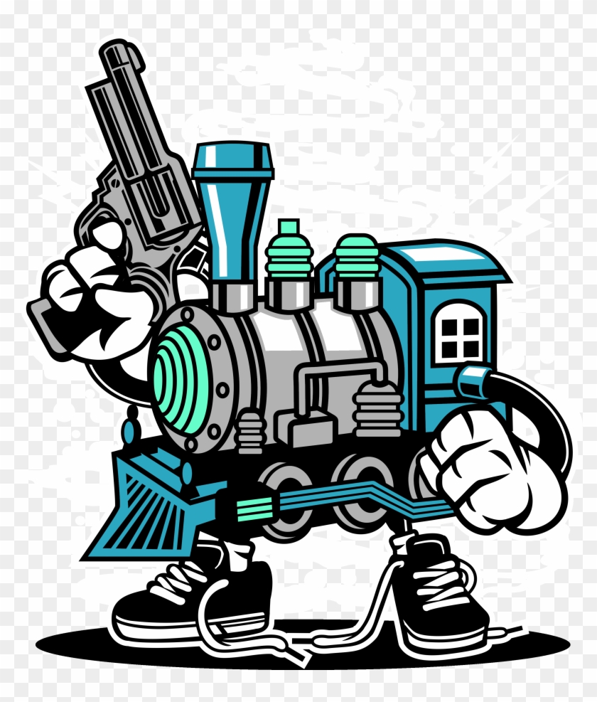 Train Killer Mens Printed T-shirt Cartoon Gun Engine #1346402