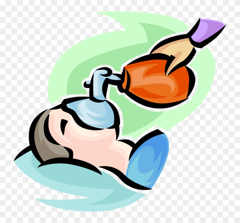 Vector Illustration Of Patient Breathes With Ambu Bag - Bag Valve Mask #1346514