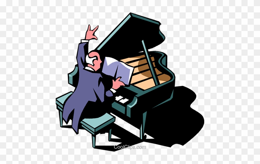 Concert Pianist Royalty Free Vector Clip Art Illustration - Piano #1346704